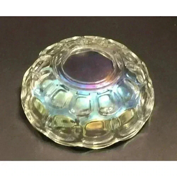 VTG Federal Yorktown Clear Iridescent Carnival Glass Bowl Grannycore Scalloped - Picture 11 of 15